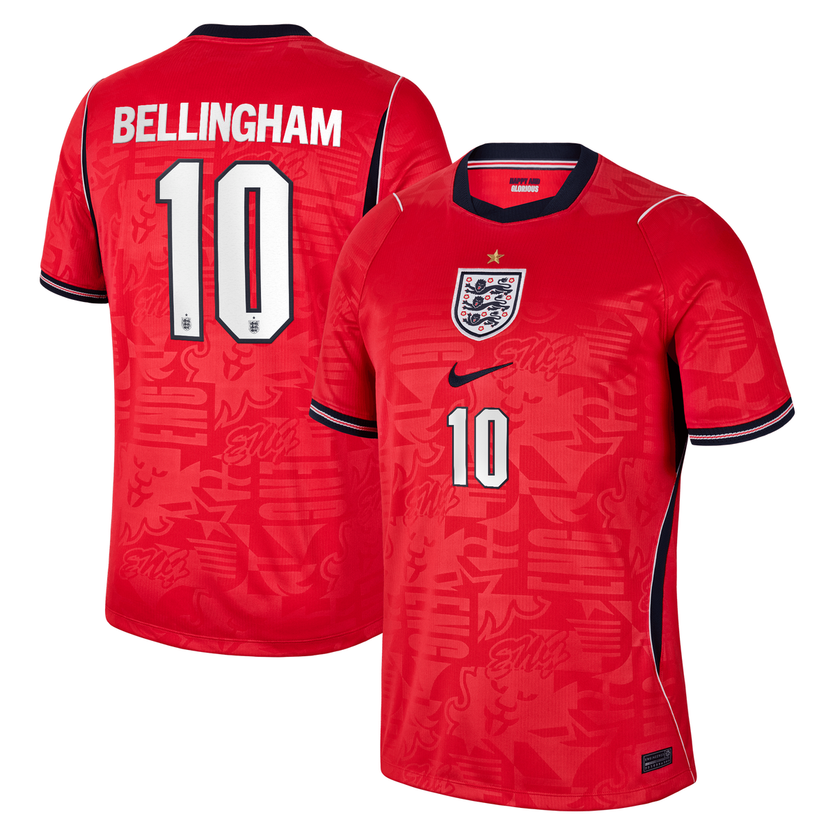Jude Bellingham England National Team Nike 2026 Away Stadium Replica Jersey - Red