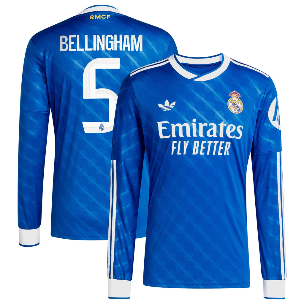 Jude Bellingham Real Madrid adidas 2025/26 Third Long Sleeve Player Jersey - Blue