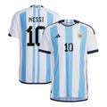 Lionel Messi 10 Argentina National Team Shirt 2022 Winners Home Jersey - White/Light Blue