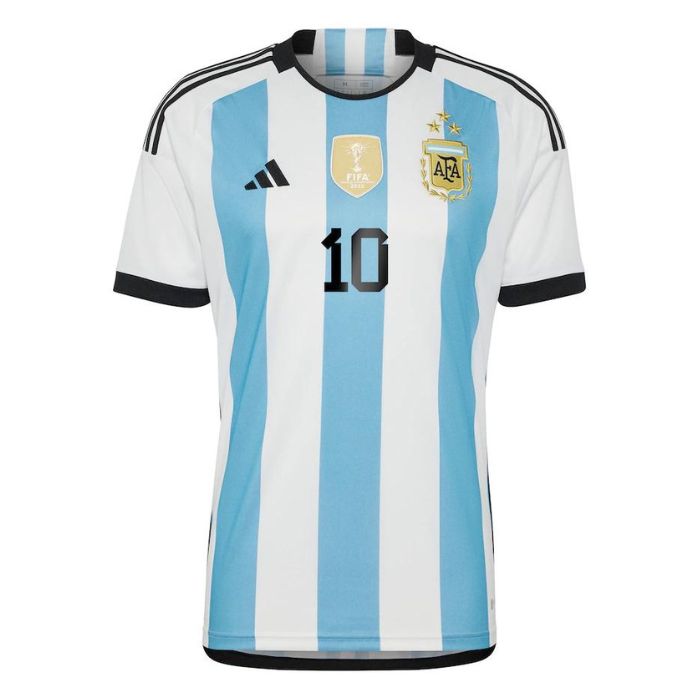 Lionel Messi 10 Argentina National Team Shirt 2022 Winners Home Jersey – White