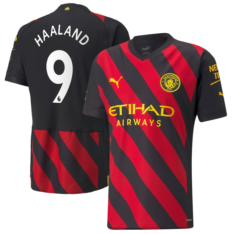 Manchester City Away Shirt   2022-23 with Haaland 9 printing Unisex Jersey