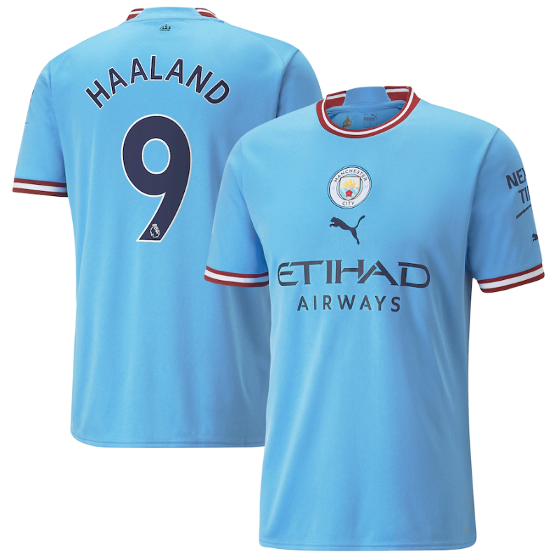 Manchester City Home Shirt   2022-23 with Haaland 9 printing Unisex Jersey