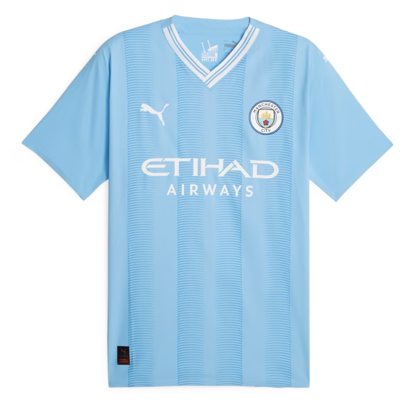 Manchester City Home Shirt 2023-24 with Player Haaland 9 printing - Blue