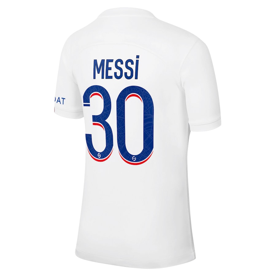 Paris Saint-Germain Third Stadium Shirt 2022-23 with Messi 30 printing Unisex - White