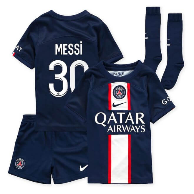 Paris Saint-Germain Home Stadium Kit 2022-23 - Little Kids with Messi 30 printing